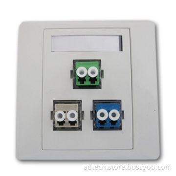 LC Duplex 3 Ports Fiber Optic Faceplate Adapter
